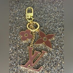 Louis Vuitton Gold and Brown Floral Key Holder